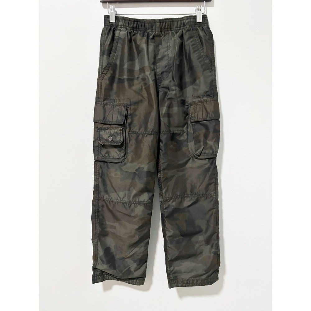 Wear First Cargo Pants Boys L 10-12 Green Camo Elastic Waist Mesh Lined Pockets